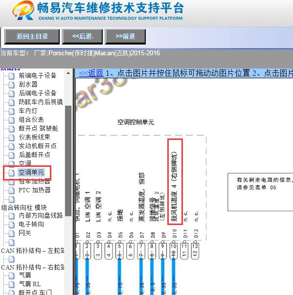 2015-2016年保时捷迈凯空调鼓风机电路图