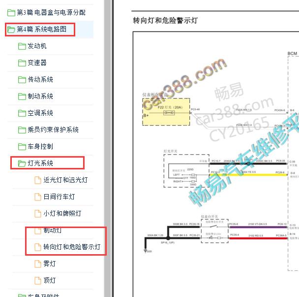 2017年江铃域虎转向灯与危险警示灯电路图