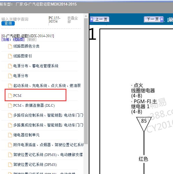 2014-2015年广汽讴歌-讴歌MDX 发动机电路图