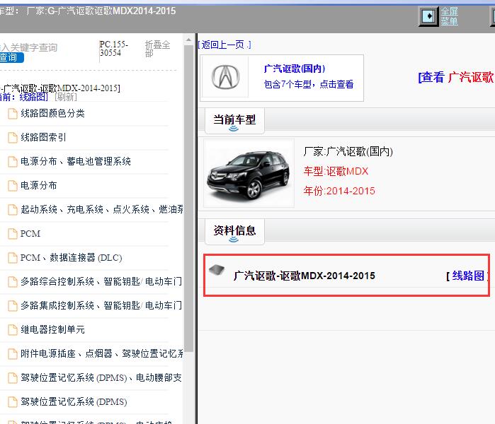 2014-2015年广汽讴歌-讴歌MDX 全车线路图