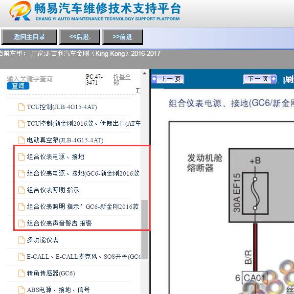 2016年吉利金刚仪表电路图