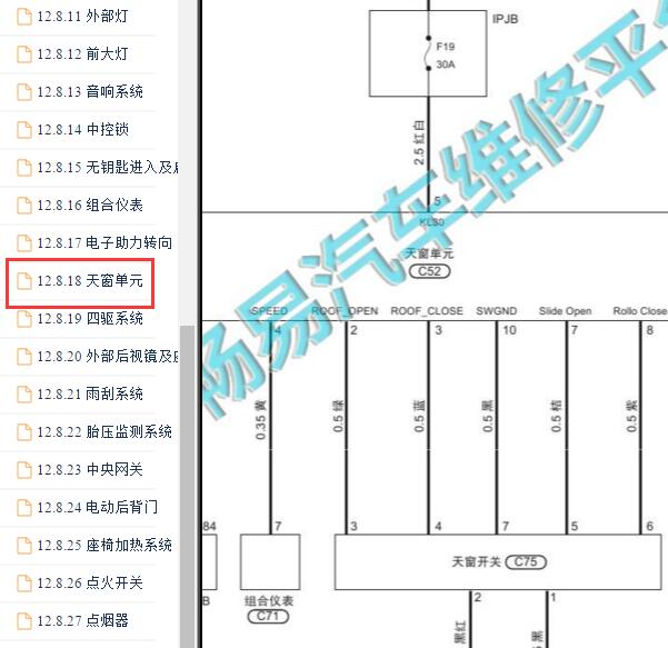 2015-2016年宝沃BX7天窗电路图