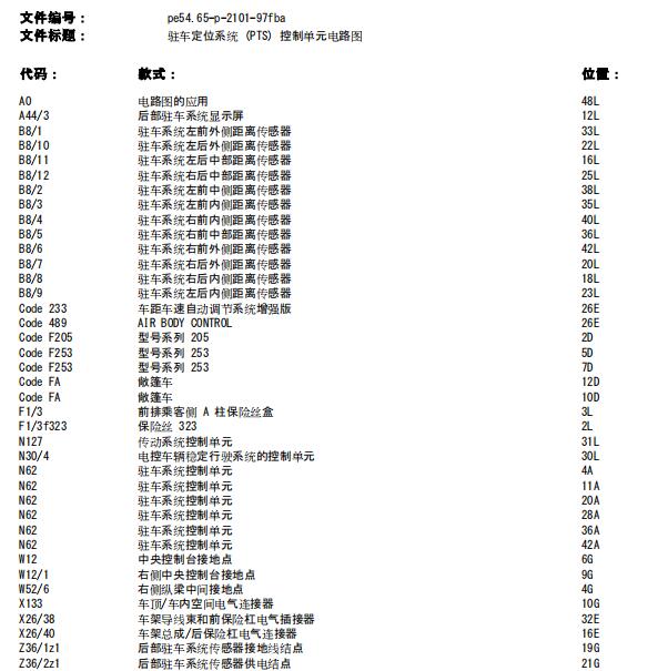 2019年奔驰GLC260L雷达电路图