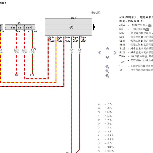 2021年奥迪A6L ABS电路图