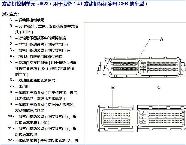 2012年大众高尔夫发动机针脚定义