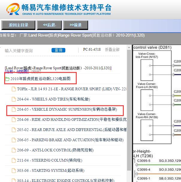 2010-2011年路虎揽胜运动底盘升降电路图