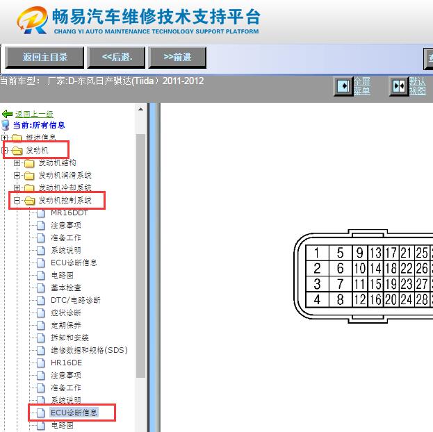 2011-2012年日产骐达发动机针脚资料