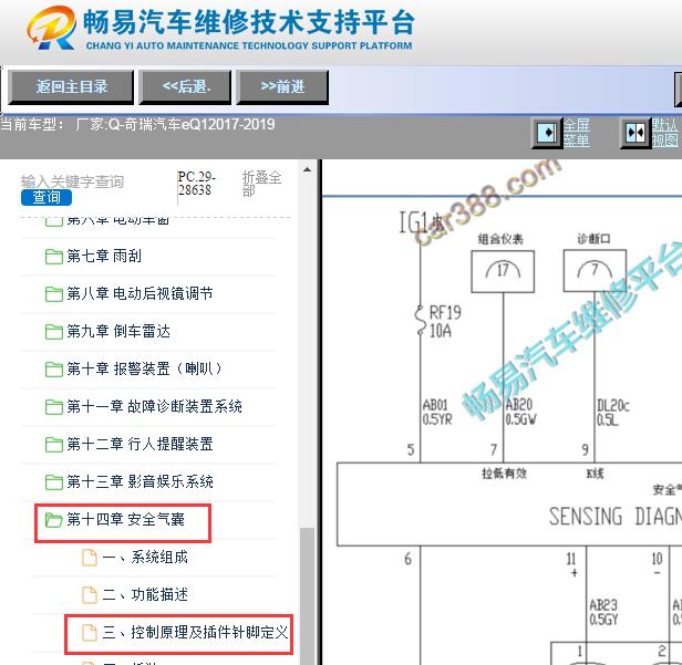 2017-2019年奇瑞EQ1安全气囊电路图