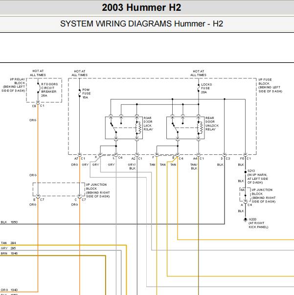 2003年悍马H2中控及座椅电路图