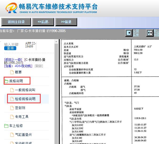 1996-2005年长丰猎豹摇臂间隙资料
