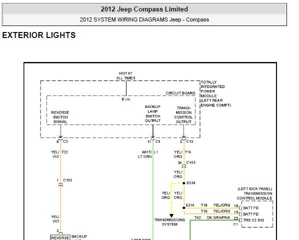 2012年吉普指南者外部灯光电路图