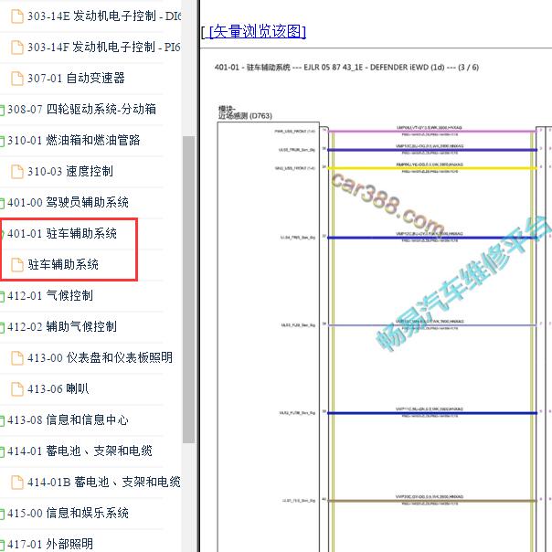 2023年路虎卫士驻车辅助电路图