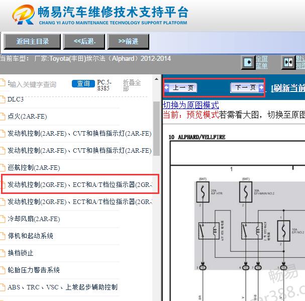 2012-2014年丰田埃尔法变速箱电路图
