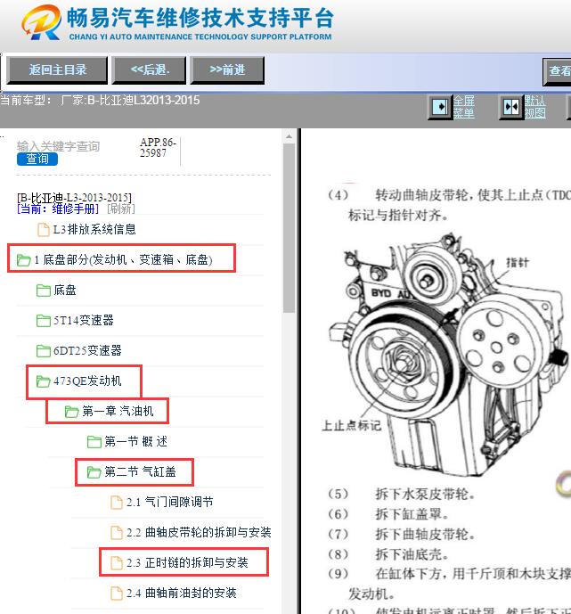 2013-2015年比亚迪L3发动机正时链资料
