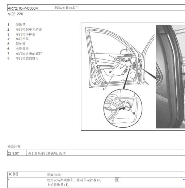 2001年奔驰S350 车门维修手册