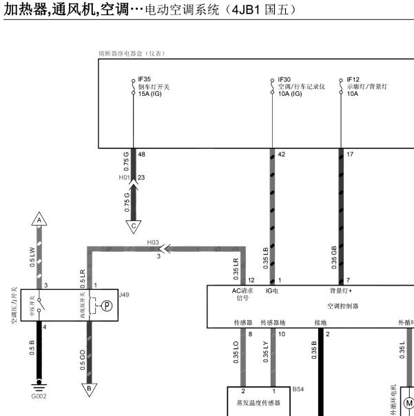 2015年五十铃皮卡空调电路图及保险丝位置