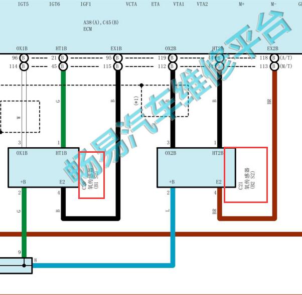 2020年丰田酷路泽1GR发动机氧传感器电路图