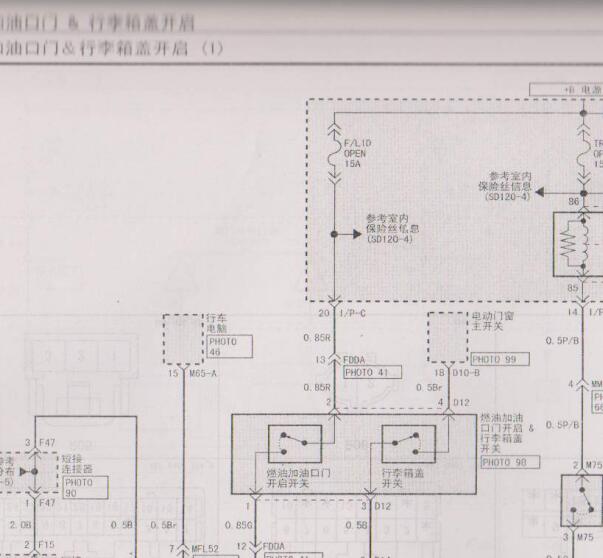 2006年起亚欧菲莱斯后备箱锁电路图