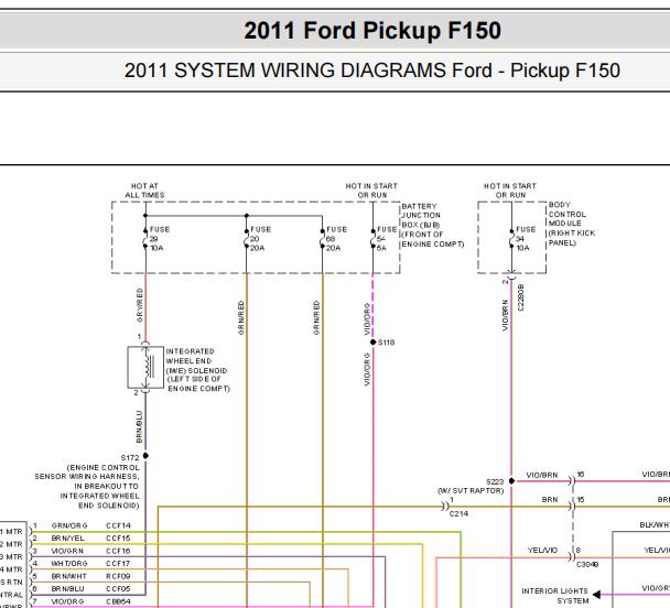 2011年福特猛禽F150四驱电路图和位置