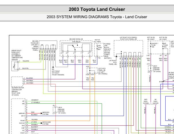 2003年丰田酷路泽空调电路图和保险丝继电器位置