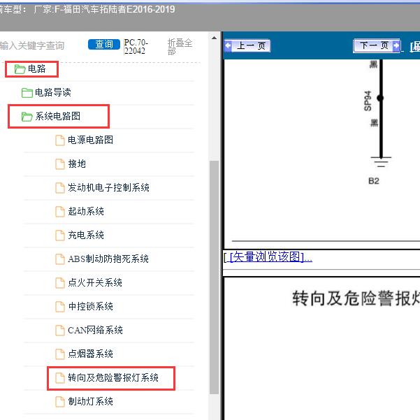 2017年福特拓路者E转向灯电路图