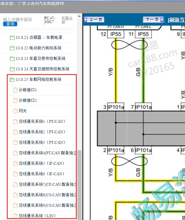 2019年吉利汽车-缤越 通讯电路图