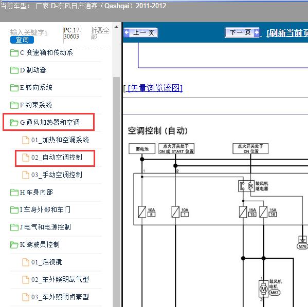 2011-2012年东风日产-逍客（Qashqai）空调电路图