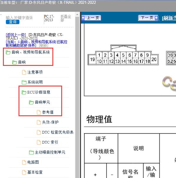 2021年日产奇骏音响针脚定义