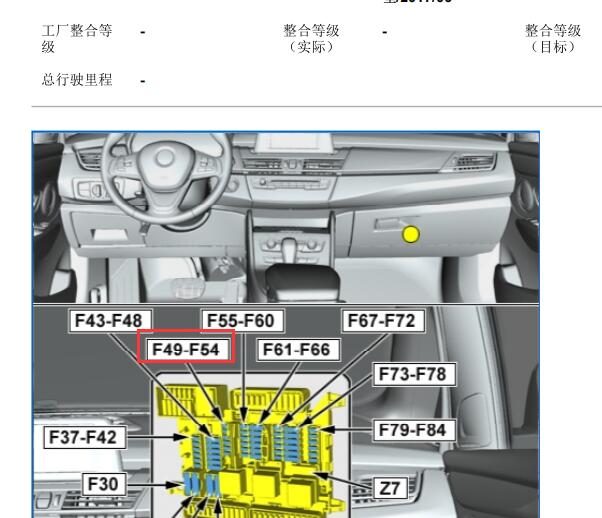2017年宝马218i F54保险位置图