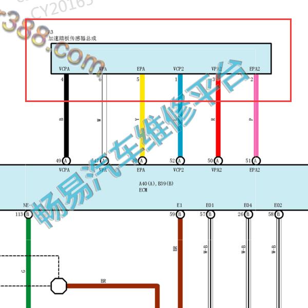 2014年丰田卡罗拉1ZR发动机油门踏板电路图