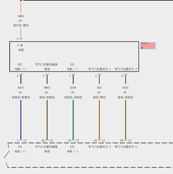 2008年克莱斯勒铂锐2.0发动机节气门电路图