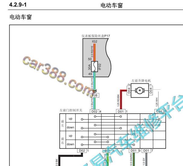 2018-2020年长安神骐F30车窗电路图