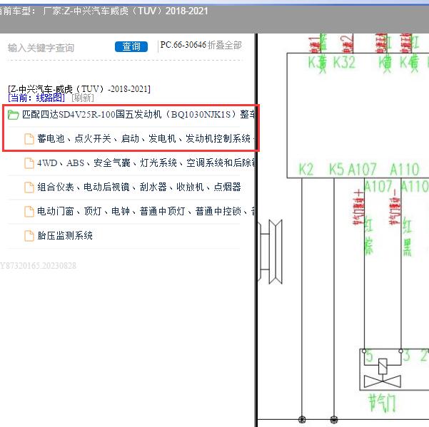 2018-2021年中兴汽车-威虎（TUV）节气门电路图