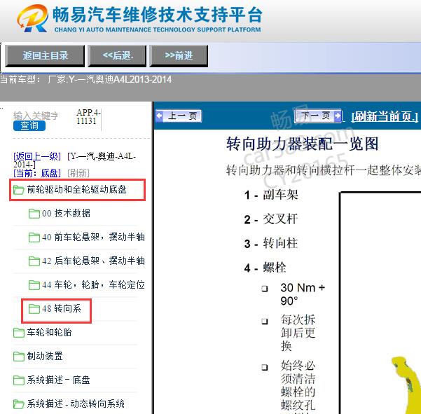 2013-2014年奥迪A4L转向系统维修手册