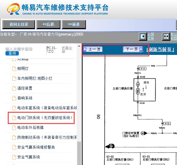 2005年海马普力马中控锁电路图