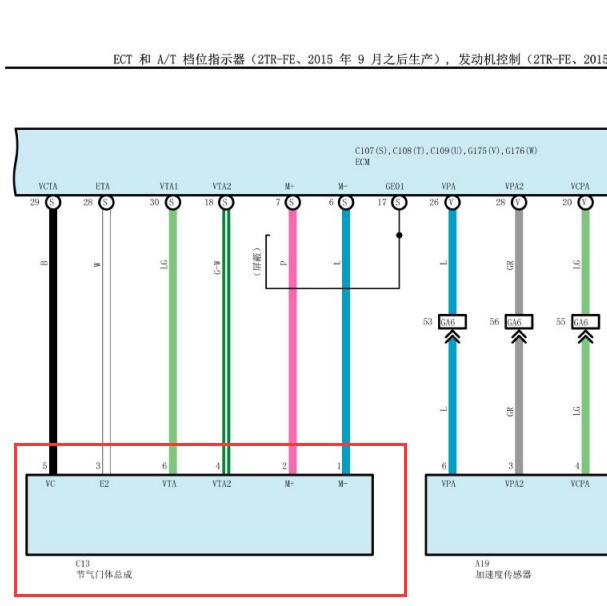 2016年丰田海狮2TR发动机节气门电路图