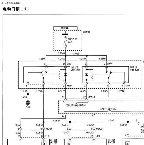 2011-2015年江淮瑞风穿梭中控锁电路图