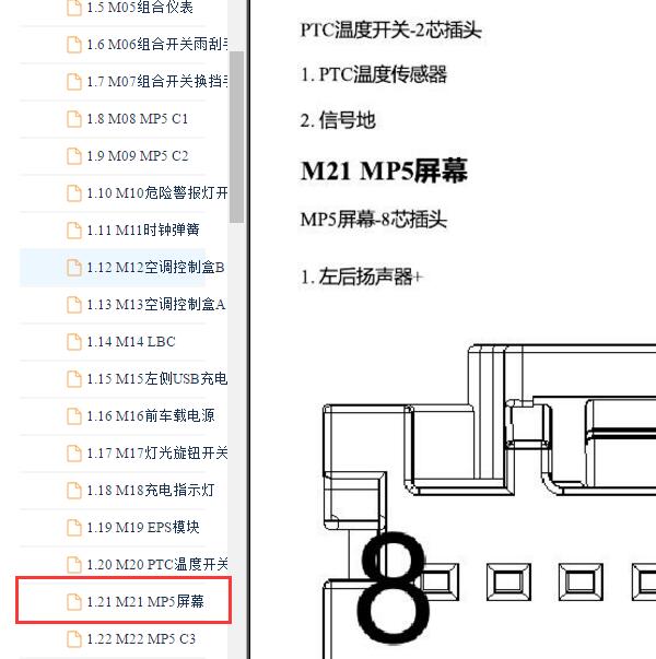 2021-2022年江淮思皓E10X显示屏针脚定义