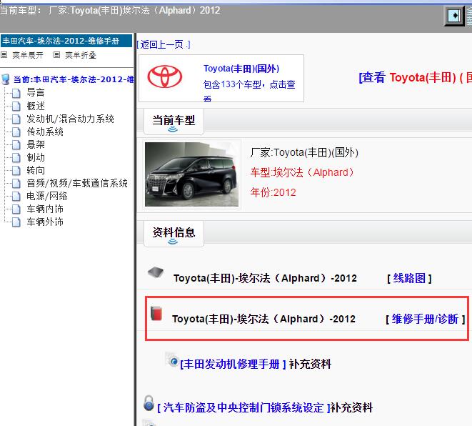 2012年Toyota(丰田)-埃尔法（Alphard）维修手册