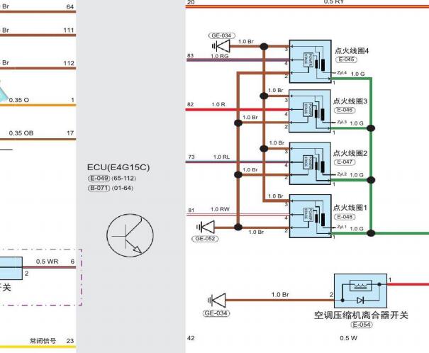 2021年奇瑞艾瑞泽5 SQRE4T15C发动机电路图和针脚资料
