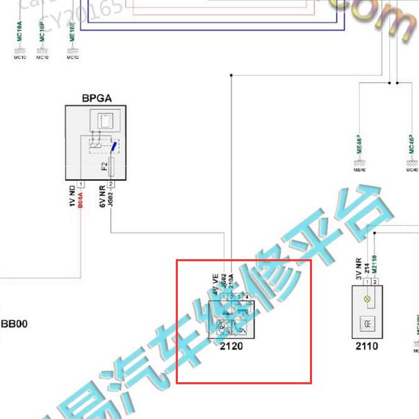 2014年标致3008 制动开关电路图