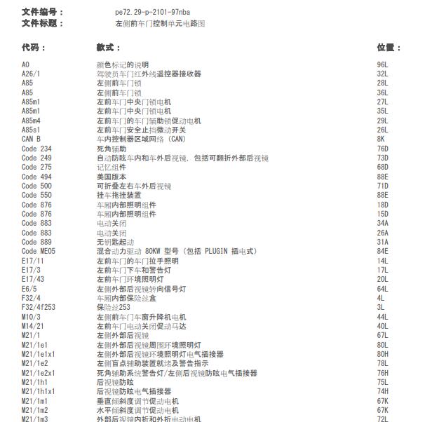 2012年奔驰GL500 前车门控制电路图