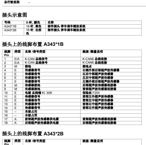 2019年宝马325Li雷达模块针脚定义