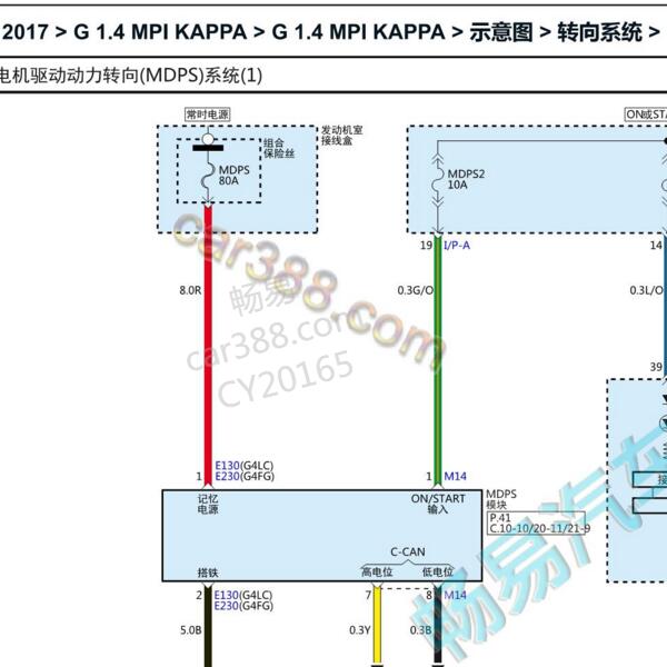 2017年起亚KX CROSS转向电路图