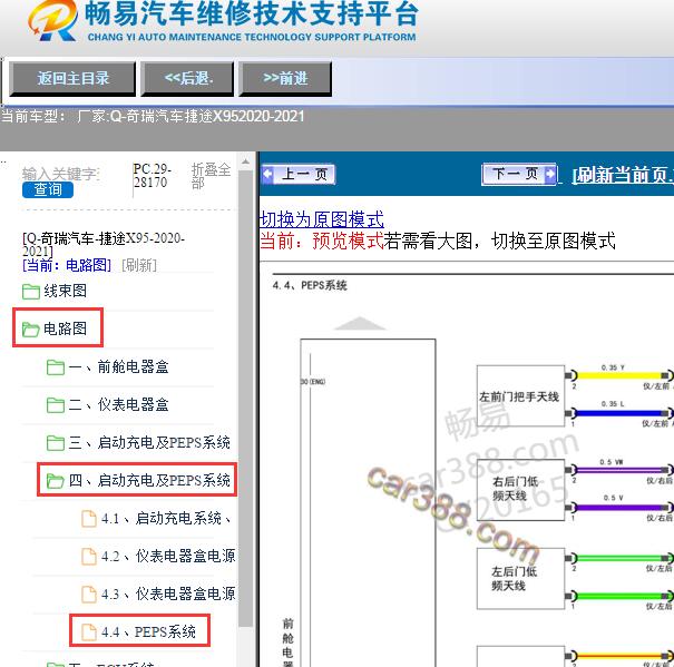 2020年奇瑞捷途X95一键启动电路图