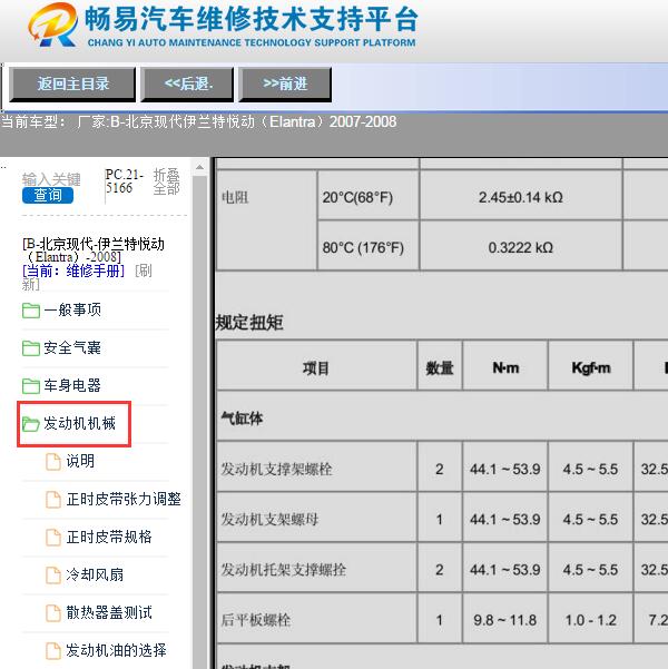 2007-2008年现代伊兰特悦动发动机扭矩