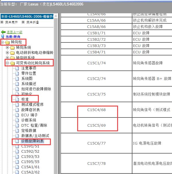 2006年Lexus（凌志-雷克萨斯)-LS460L/LS460 c15c4、c15c5故障码资料和校准资料