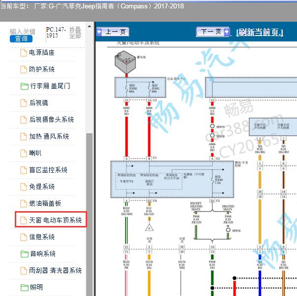 2017年吉普指南者天窗电路图