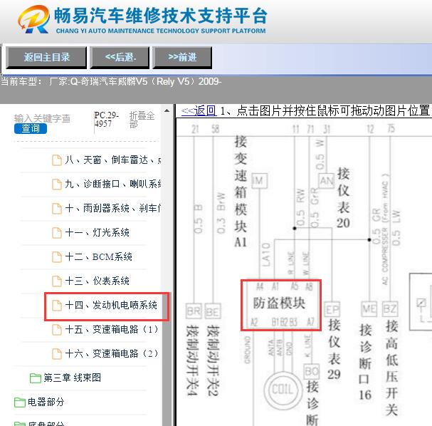 2009年奇瑞V5防盗模块电路图
