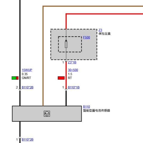2011年宝马523LI电池与氧传感器电路图